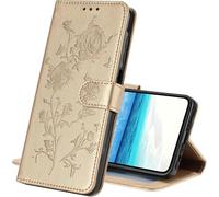 LEMAXELERS Wallet Case for Samsung A33 5G Cover Rose Pattern Flip Case with Card Slots Magnetic Closure Kickstand Shockproof Protective Shell Leather Cover for Samsung Galaxy A33 5G Gold XYMG
