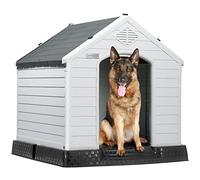 LEMBERI Durable Waterproof Plastic Dog House for Small to Large Sized Dogs, Indoor Outdoor Insulated Doghouse Puppy Shelter with Elevated Floor, Easy to Assemble,Ventilation Design Dog Home