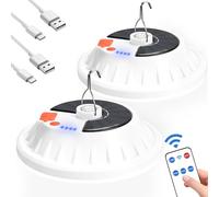 Lembopo 2 Pack Solar Camping Lantern with Remote 4000LM Rechargeable Hanging Light Portable LED Camping Lights IPX4 Waterproof Tent Lights Solar Lanterns for Power Outages, Emergency, Hurricane