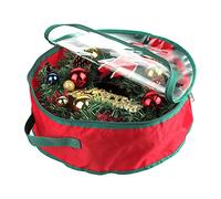 LEMCC 2PCS Christmas Wreath Storage Bag 50cm Round Garland Wreaths Storage Container with Clear Window Holiday Wreath Storage Box Strong Handles and Zippers