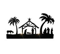 LEMCC Christmas Tealight Candle Holder, Nativity Scene Silhouette Candlestick, Iron Art Candlestick, Vintage Hollow Design Candle Stand, Home Party Tabletop Decor(#6)