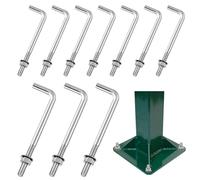 Lemecima 10 Pieces 304 Stainless Steel J Bolts, 3/8-16 x 6 Inches, Heavy-Duty Concrete Anchor Bolts with Nut Washer for Concrete Pad Pouring, Wood, Timber Projects