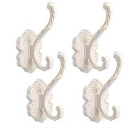 Lemecima 4 Pack Vintage Wall Hooks - Decorative Wall Hooks, Antique Ivory White Heavy Duty Aluminum Alloy Hook for Towels, Coats, Hats, Bags with Easy Install Kit (White)