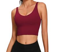 Lemedy Women Sports Bra Longline Crop Tank Top Padded Workout Running Yoga (XL, Burgundy)