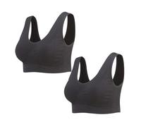 Lemef 2-Pack Seamless Sports Bra Wirefree Yoga Bra with Removable Pads for Women (Large, 2*Black)