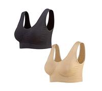 Lemef 3-Pack Seamless Sports Bra Wirefree Yoga Bra with Removable Pads for WomenXXLBlack&nude