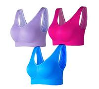 Lemef 3-Paquet soutiens-Gorge de sans Couture Sport Yoga sans Armature avec coussinets amovibles Pour Femmes, M, Rose Red&dark Blue&dark Purple
