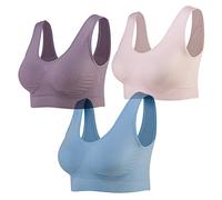 Lemef 3-Paquet soutiens-Gorge de sans Couture Sport Yoga sans Armature avec coussinets amovibles Pour Femmes, 1 hellrosa, 1 hellblau,1hell Lila, XXL