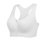 Lemef Front Zipper Sports Bras High Impack Post Op Compression Bras for Women Post Surgery Wireless Racerback Yoga Bra White XL