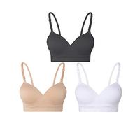 Lemef Seamless Bras for Women Wirefree Padded Bras Black,White,Beige Size 2XL