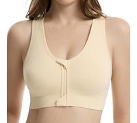 Lemef Zip Front Closure Sports Bras for Women High Impack Wireless Post Surgery Bra Post Op Compression Bras Racerback Yoga Workout Bra Beige XL