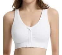 Lemef Zip Front Closure Sports Bras for Women High Impack Wireless Post Surgery Bra Post Op Compression Bras Racerback Yoga Workout Bra White 2XL