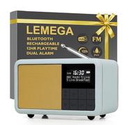 LEMEGA Class Compact DAB+ Radio Alarm Clock - Mains & Battery Portable DAB+ Radio, Dockable Digital Clock Radio with Bluetooth, Headphone Jack, IPX4 Waterproof,12 hr Battery, 40 Presets, EQ Modes,Blue