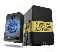 LEMEGA Core X1 Active Bookshelf Speakers, 40W Stereo, HDMI ARC, Bluetooth | Optical, RCA, AUX & USB inputs, dimmable LED display, bass and treble control, remote included, matched 4in drivers, 40W