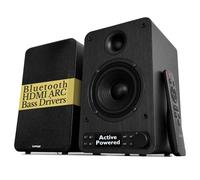 LEMEGA Core X1 Bookshelf Speakers - Active 40W Pair with Bluetooth Streaming, HDMI ARC Speakers for TV, Optical/USB/AUX/RCA Inputs, Full LED Display, Bass & Treble Control, Remote Control Included