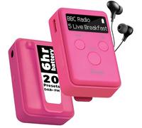 LEMEGA MINI GO DAB Pocket Digital Radio,Rechargeable,Earphones Incl,Pink | 20 presets,Sports Clip,LCD display, physical lock switch, 2up to 12hr playback per charge, walking and travel radio, USB-C