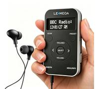 LEMEGA PR1L Pocket DAB FM Radio,Rechargeable,Earphones,Black/Silver