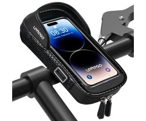 LEMEGO Waterproof Bicycle Phone Holder - Bicycle Handlebar Bag with Rotating Mobile Phone Holder for Smartphone Under 7 Inches