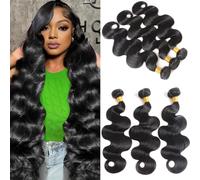 Lemeiily 16", 18" and 20" Human Hair Bundles Body Wave 100% Unprocessed Brazilian Human Hair Quick Weave 3 Pieces