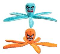 Lemeija 2 Pack Dog Squeaky Toys Octopus,Large No Stuffing Crinkle Plush,Durable Tear-Resistant Dog Toy for Puppies & Small/Medium/Large Breeds,Cute Goofy Faces for Interactive Chewing Teething