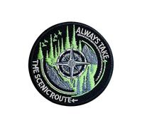 LEMEPINZ Always Take The Scenic Route 3" Embroidery Patch, Compass Iron On/Sew On Travel Embroidered Applique Patch, Travel Patches, Fabric Patches for Clothes Backpacks Hats, DIY Accessories Gifts