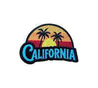 LEMEPINZ California Sunset with Palm Trees 3 Inches Embroidery Patch, Iron On/Sew On Travel Embroidered Applique Patch, Travel Patches, Fabric Patches for Clothes Backpacks Hats, DIY Accessories Gifts