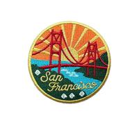 LEMEPINZ (Circle) Golden Gate Bridge 3 Inches Embroidery Patch,Iron On/Sew On Travel Embroidered Applique Patch, Travel Patches, Fabric Patches for Clothes Backpacks Hats, Travel DIY Accessories Gifts