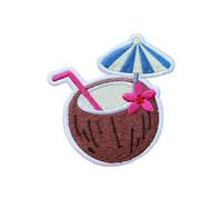 LEMEPINZ Coconut Cocktail 3 Inches Embroidery Patch, Summer Iron On/Sew On Travel Embroidered Applique Patch, Travel Patches, Fabric Patches for Clothes Backpacks Hats, Funny DIY Accessories Gifts