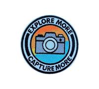 LEMEPINZ Explore More Capture More 3 Inches Embroidery Patch, Iron On/Sew On Travel Embroidered Applique Patch, Travel Patch, Fabric Patches for Clothes Backpacks Hats, Adventure DIY Accessories Gifts