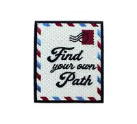 LEMEPINZ Find Your Path Stamp 3 Inches Embroidery Patch, Iron On/Sew On Travel Embroidered Applique Patch, Travel Patches, Fabric Patches for Clothes Backpacks Hats, DIY Accessories Gifts for Traveler