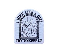 LEMEPINZ Hike Like a Girl 3 Inches Embroidery Patch, Iron On/Sew On Travel Embroidered Applique Patch, Travel Patches, Fabric Patches for Clothes Backpacks Hats, DIY Accessories Gifts for Travel Lover