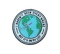 LEMEPINZ I Haven't Been Everywhere But It's On My List 3 Inches Embroidery Patch, World Map Iron On/Sew On Travel Embroidered Applique Patch, Travel Patches, Fabric Patches for Clothes Backpacks Hats