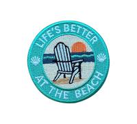 LEMEPINZ Life's Better at the Beach 3 Inches Embroidery Patch, Iron On/Sew On Travel Embroidered Applique Patch, Travel Patches, Fabric Patches for Clothes Backpacks Hats, Travel DIY Accessories Gifts