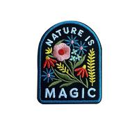 LEMEPINZ Nature is Magic 3 Inches Embroidery Patch, Floral Iron On/Sew On Travel Embroidered Applique Patch, Travel Patches, Fabric Patches for Clothes Backpacks Hats, Adventure DIY Accessories Gifts
