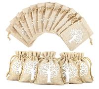 LEMESO 25 Pcs Hessian Bags, 8 X 10 CM Burlap Bags Cotton Drawstring Bag Hessian Fabric Small Drawstring Bag Gift Bag for Jewelry Wedding Christmas Party and DIY Craft