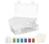 LEMESO Diamond Art Storage 64 Grids 2 Pack Transparent Bead Storage for Diamond Art Kit Accessories Bead Organizer Containers with Label Sticker for Jewelry, Rhinestones, Seed, DIY Craft Supplies