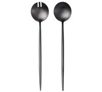 Lemeya Black Salad Serving Utensils,Serving Spoons Stainless Steel,2Pcs Long Handle Salad Servers 11.42 Inch,Salad Utensils for Serving,Matte Finish,Dishwasher Safe