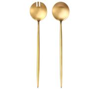 Lemeya Gold Salad Serving Utensils,Serving Spoons Stainless Steel,2Pcs Long Handle Salad Servers 11.42 Inch,Salad Utensils for Serving,Matte Finish,Dishwasher Safe
