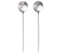 Lemeya Salad Serving Utensils,Serving Spoons Stainless Steel,2Pcs Long Handle Salad Servers 11.42 Inch,Salad Utensils for Serving,Matte Finish,Dishwasher Safe