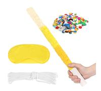 Lemicin 15.75 Inch Piñata Stick Kit Yellow Unbreakable Pinata Stick with Blindfold Blind Rope Blind Stick Suitable for Girls Boys Adults Can Have Fun at Any Party