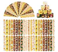 Lemicin 60PCS Thanksgiving Slap Bracelets Autumn Maple Leaf Turkey Pumpkin Snap Bracelets Wristbands Fall Seasen Party Favors for Kids Thanksgiving Gifts Baby Class Exchange Gifts Classroom Rewards