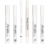 Lemicin 6pcs White Art Pen Set with Brush Pen Highlighter Fine Liner Pencils Opaque Acrylic Painter for Black Paper Writing Drawing