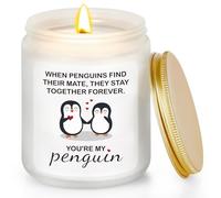 Lemicin Anniversary Penguin Candle Gifts - Personalised Birthday Gifts for Girlfriend Boyfriend Wife Husband Romantic Scented Candle for Valentine Christmas Wedding 7oz