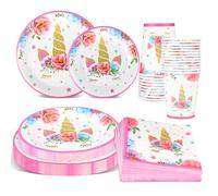 Lemicin Birthday Plates and Cups - 120pcs Paper Tableware Set for 30 Guests, Party Supplies for Girl's Birthday Decoration