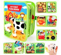 Lemicin Busy Board Book Farm Story Activity Book Sensory Educational Toy for 1 2 3 Year Old Boys Girls Christmas Birthday Gift Quiet Travel Toys for Plane Car