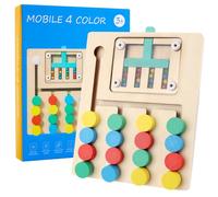 Lemicin Busy Board Toys for 4 5 6 Year Old Boys Girls kids, 4 Color Wooden Slide with Random Beads Game Birthday Gifts, Educational Learning Toys for Car Airplane Road Trip Activities