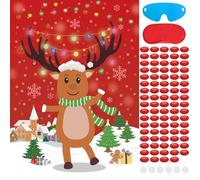 Lemicin Christmas Kids Party Games - Pin the Nose On The Reindeer with 84pcs Nose Stickers for Christmas Eve Game Xmas Party Favor Supplies New Year Activities
