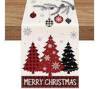 Lemicin Christmas Table Runners Tree - Merry Christmas Table Runner Christmas Dinner Table Decorations for Seasonal Winter Xmas Kitchen Holiday Party 14 x 72 inch