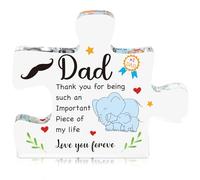 Lemicin Dad Gifts Acrylic Plaque - Fathers Day Daddy Gifts Birthday Present from Son Daughter for Stepfather Personlised Puzzle Shaped Acrylic Plaque Home Decoration