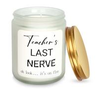 Lemicin Teachers Last Nerve Candle - Teacher Appreciation Gifts for Women Men Thank You Present for Teachers Day Retirement Gifts for Teachers Lavender Scented Soy Wax Candle 7oz